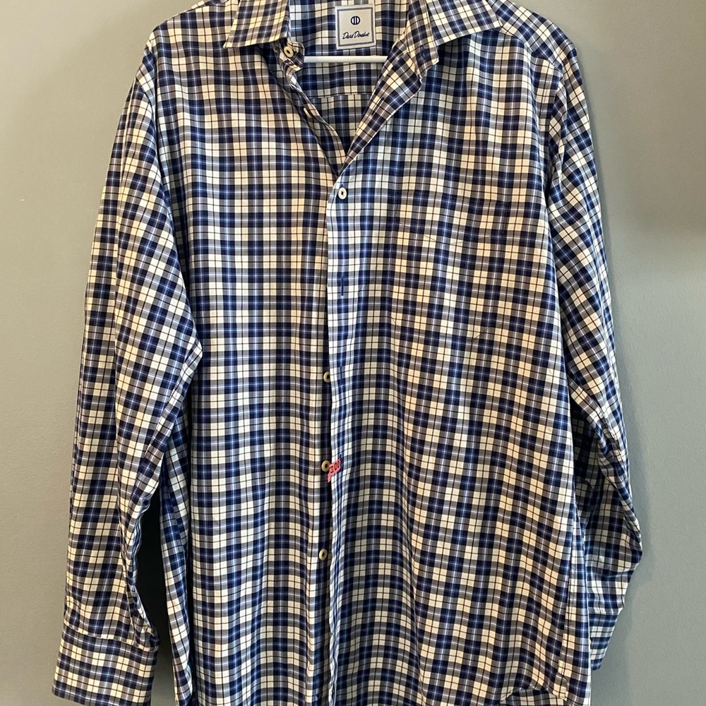 Blue and White Checkered Men's Shirt